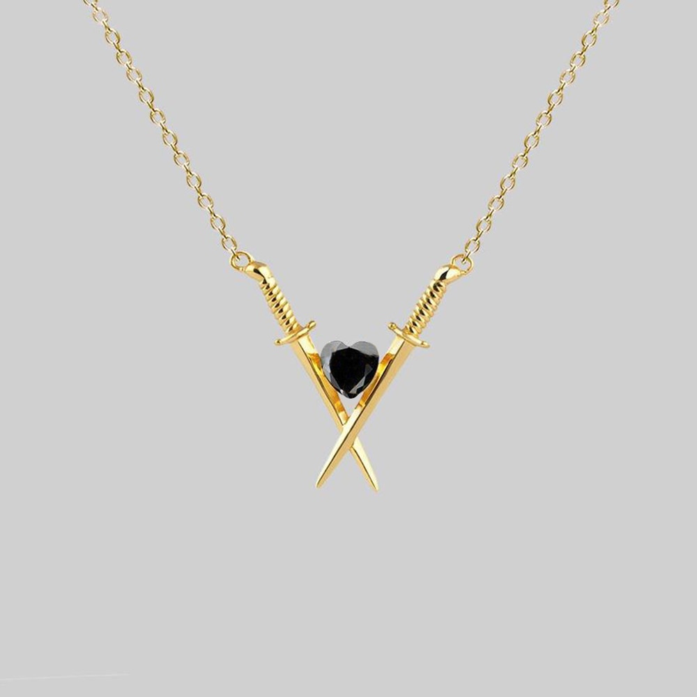 Crossed Swords Heart Necklace