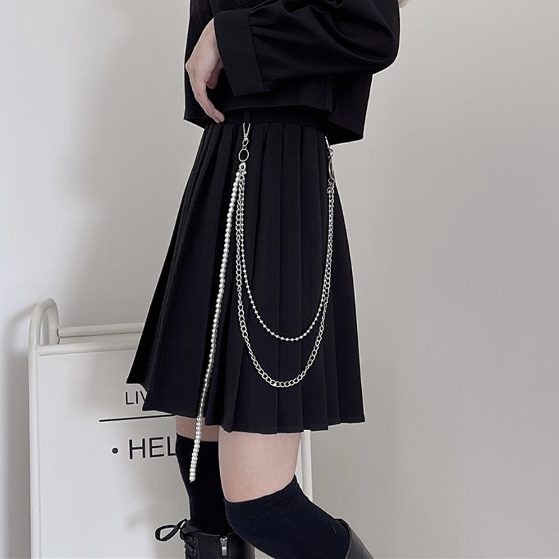 Chained Pleated Skirt