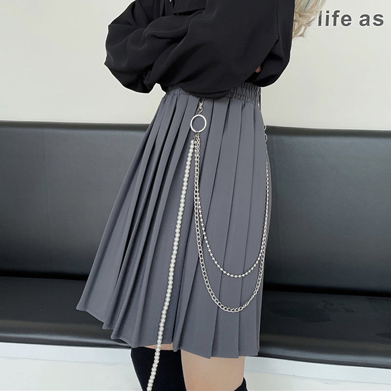 Chained Pleated Skirt