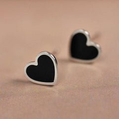 Black Heart Stud Earrings