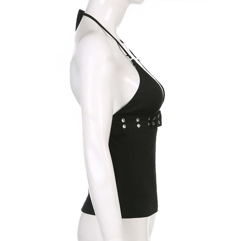 Punk Buckle Halter Top