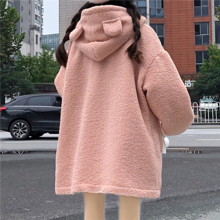 Fluffy Cutie Hooded Ear Coat