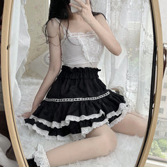 Gothic Harajuku Tiered Ruffle Mini Skort