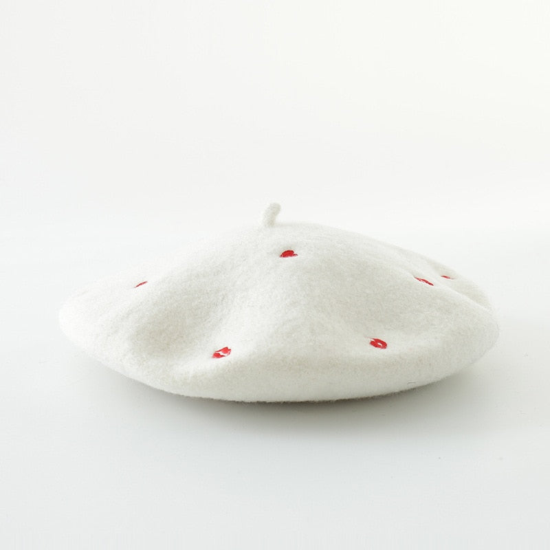 Hearts & Kisses Embroidered Beret