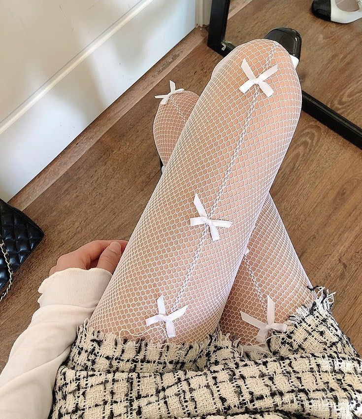 Fishnet Bow Tights