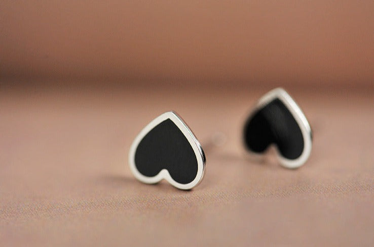 Black Heart Stud Earrings