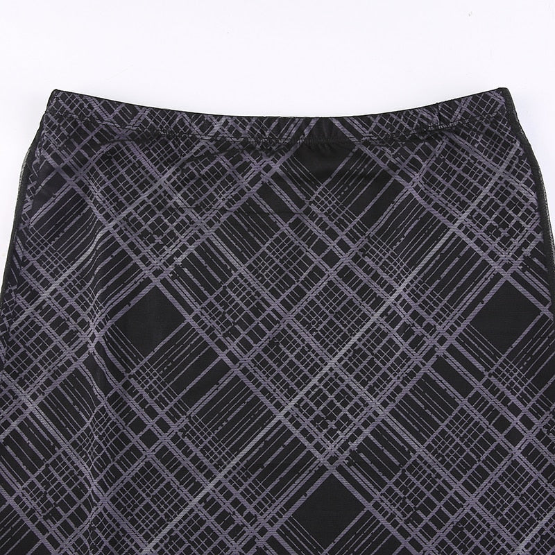 Grunge '90s Long Plaid Skirt