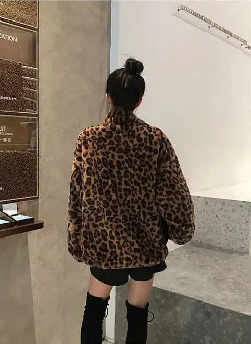 Leopard Print Faux Fur Coat