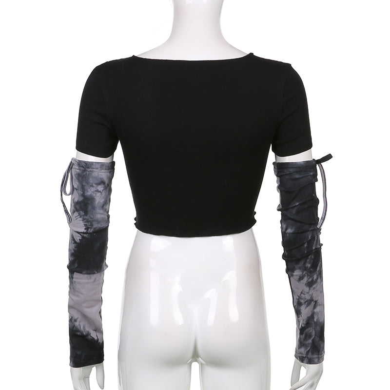 Grunge Barbed Heart Crop Top With Arm Sleeves