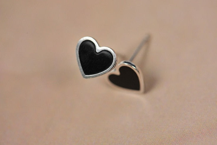 Black Heart Stud Earrings