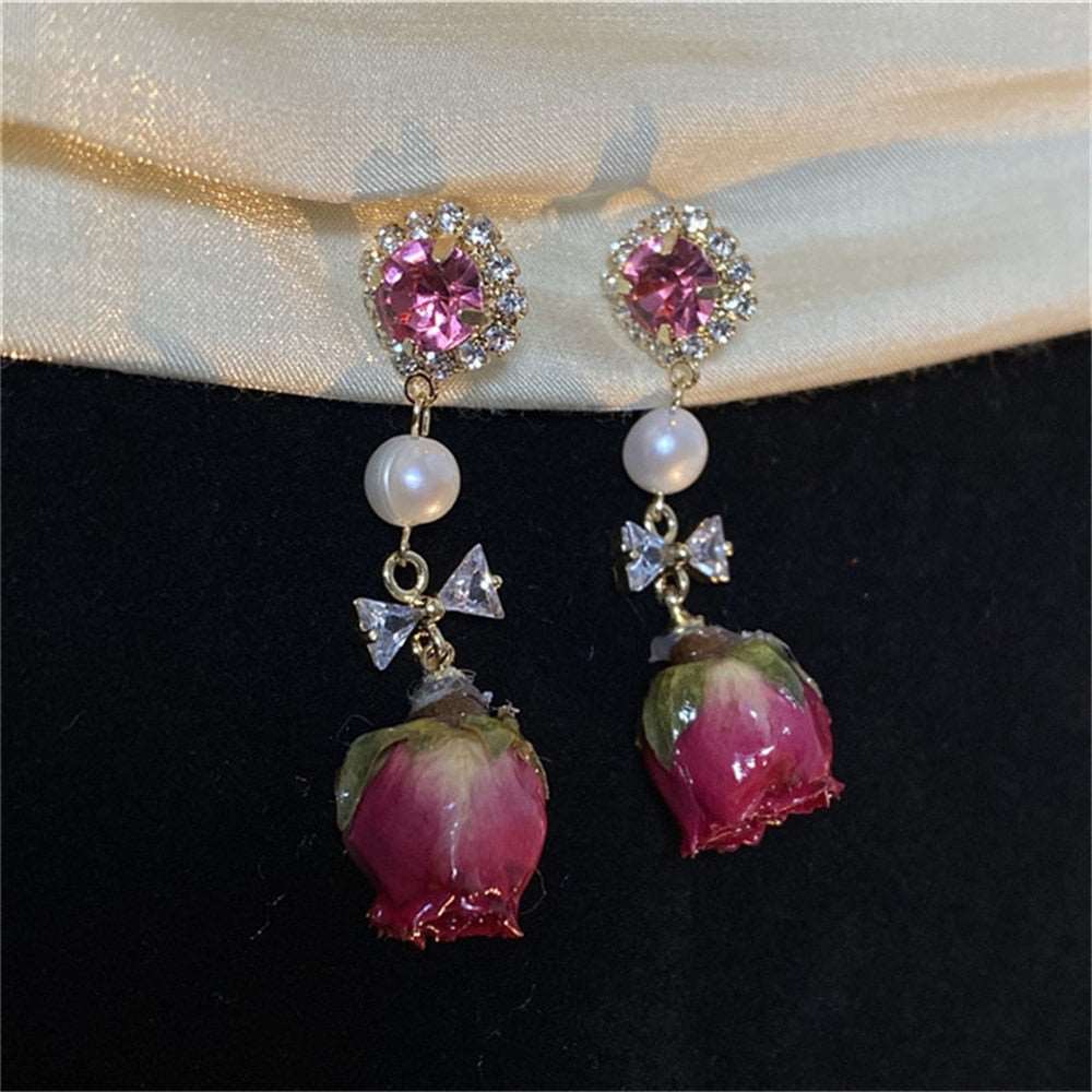 Boucles d'oreilles Rose Éternelle