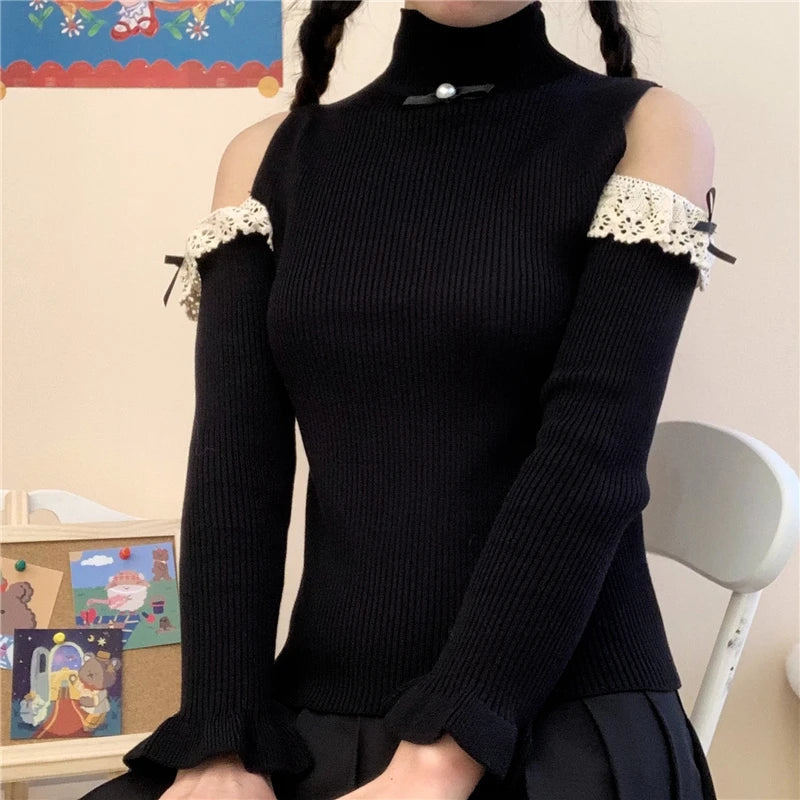 Beloved Lace Open Shoulder Sweater