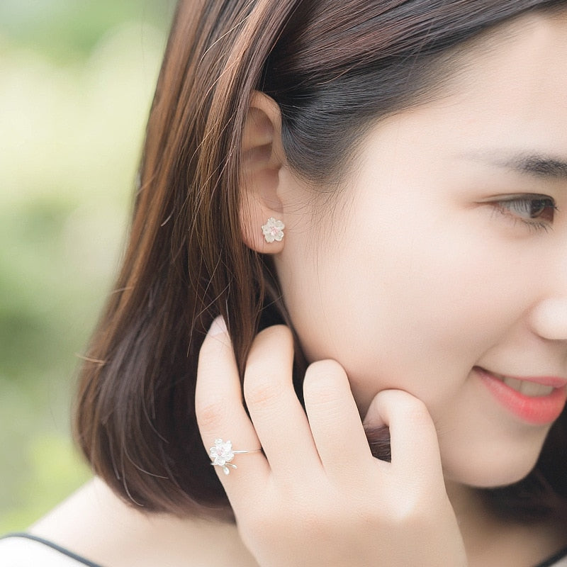 Cute Spiral Cherry Blossom Ring