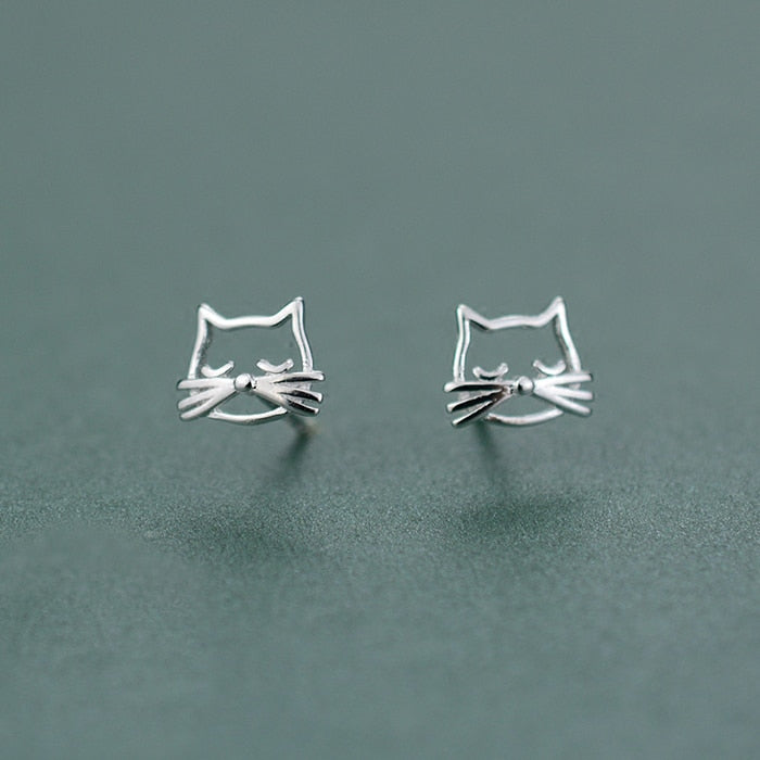 Boucles d'oreilles en argent avec chat