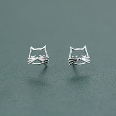 Silver Kitty Earrings