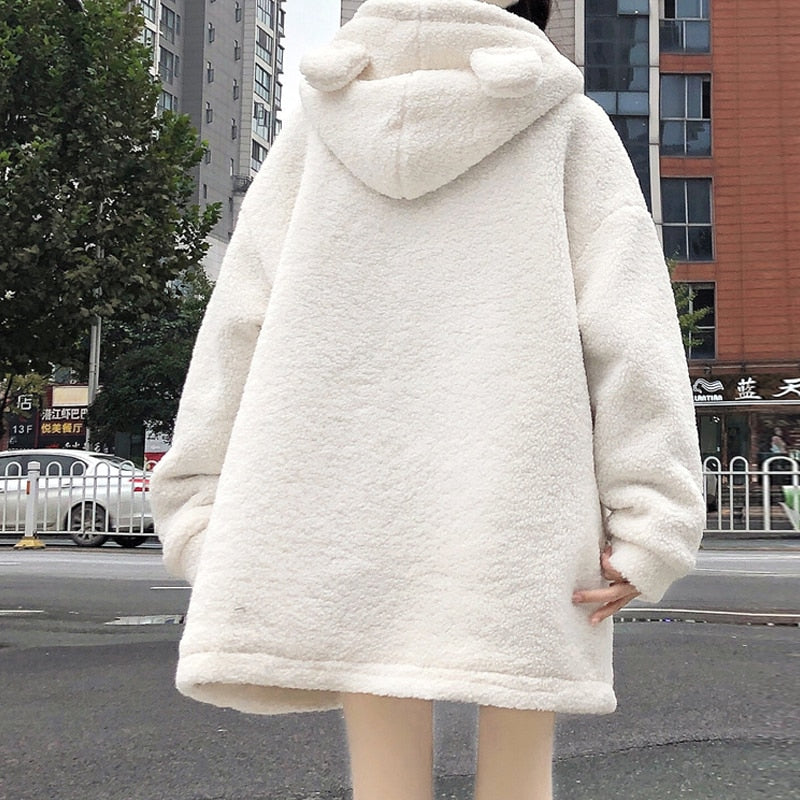 Fluffy Cutie Hooded Ear Coat