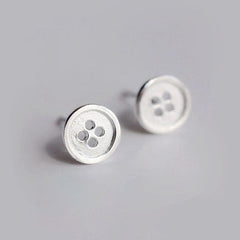 Silver Button Earrings