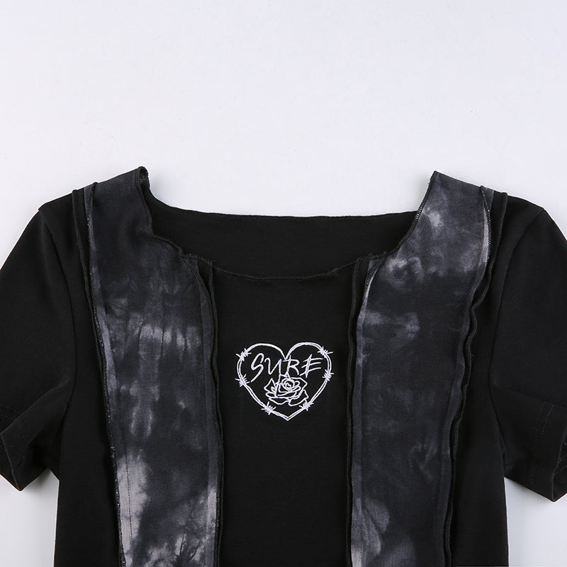 Grunge Barbed Heart Crop Top With Arm Sleeves