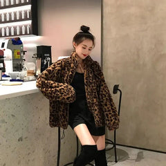 Leopard Print Faux Fur Coat