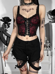 Sultry Lace Overlay Tie Crop Top