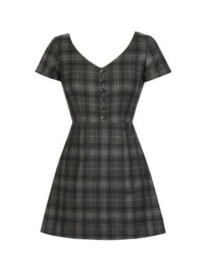 Short Sleeve Plaid Gothic Mini Dress