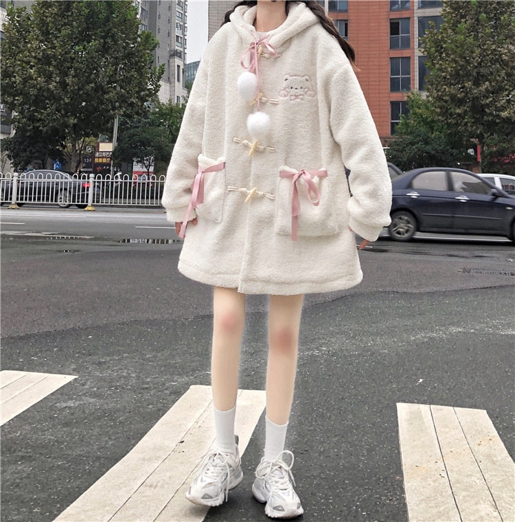 Fluffy Cutie Hooded Ear Coat