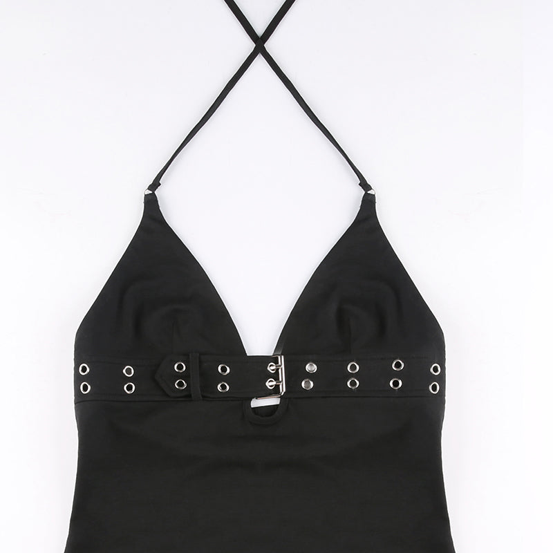 Punk Buckle Halter Top