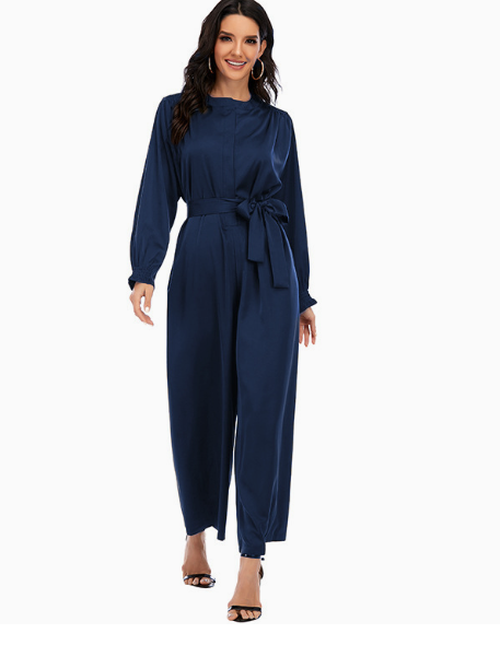 Flap Pocket Knot Hem Belted Satin Jumpsuit