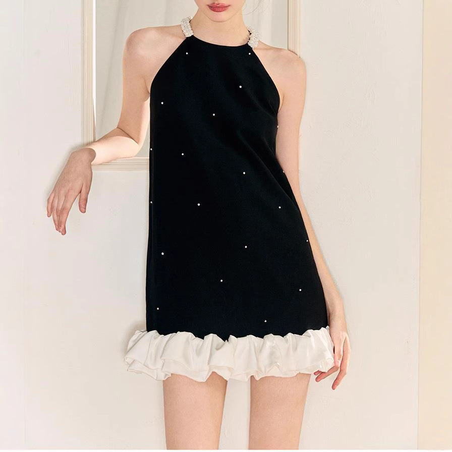 Diamond-Encrusted Strappy Starry Sky A-Line Dress