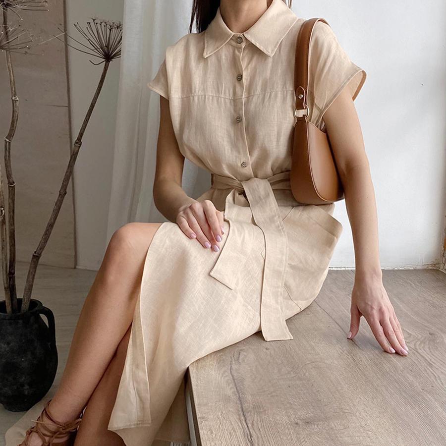 Tie Up A Cotton And Linen Shirt Dress