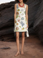 Backless Printed Casual Sling Mini Dress