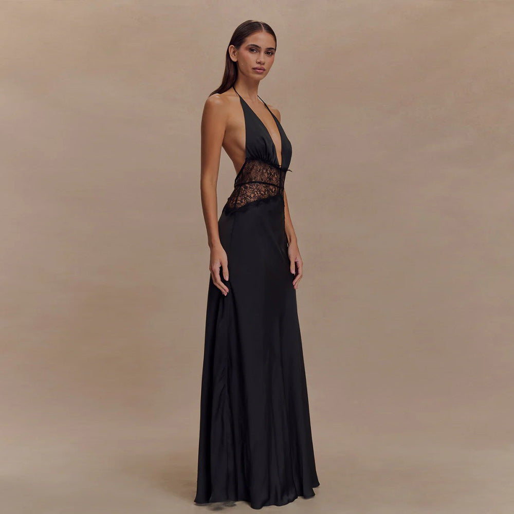 Halter Neck High Waist Backless Midi Dress