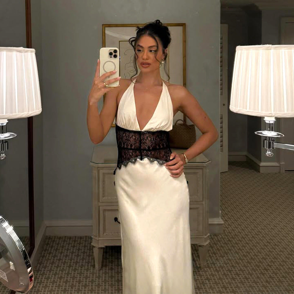 Halter Neck High Waist Backless Midi Dress