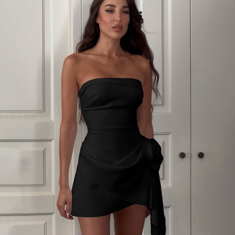 Floral Halterneck Strapless Mini Dress