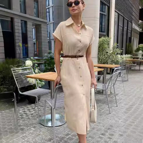 Tie Up A Cotton And Linen Shirt Dress