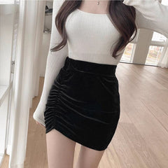 Stretch Velvet Bodycon Mini Skirt