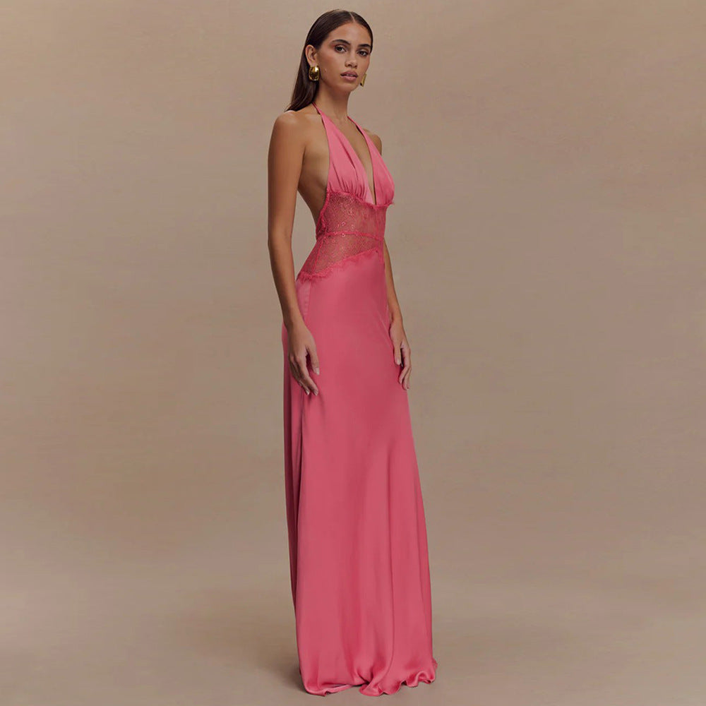 Halter Neck High Waist Backless Midi Dress