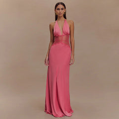 Halter Neck High Waist Backless Midi Dress