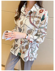 Chain Print Button Up Blouse