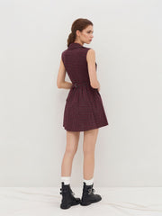 Red Checkered Polo Neck Dress