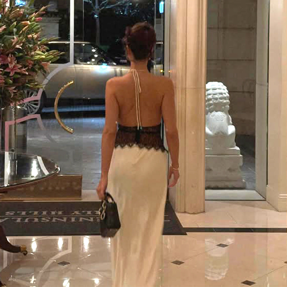 Halter Neck High Waist Backless Midi Dress