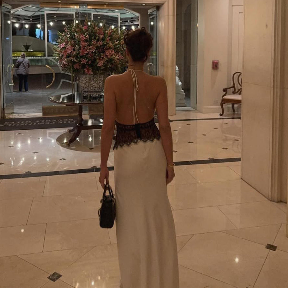 Halter Neck High Waist Backless Midi Dress