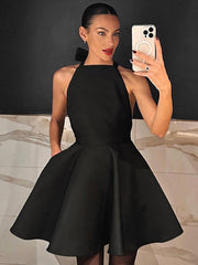 Black High Waist Halter Neck Dress