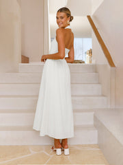 Square Neck Waist Halter Dress