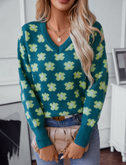 Floral Jacquard Turtleneck Sweater