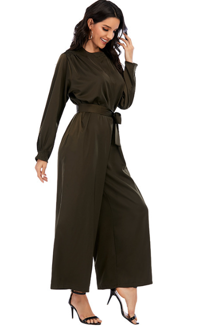 Flap Pocket Knot Hem Belted Satin Jumpsuit