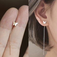 Long Butterfly Thread Chain Earrings