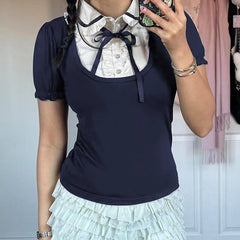 Preppy Goth Bow Tie Shirt