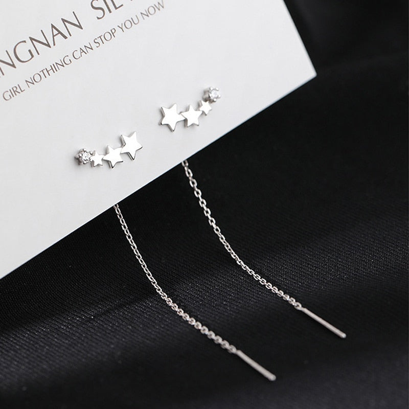 Long Starry Thread Chain Earrings