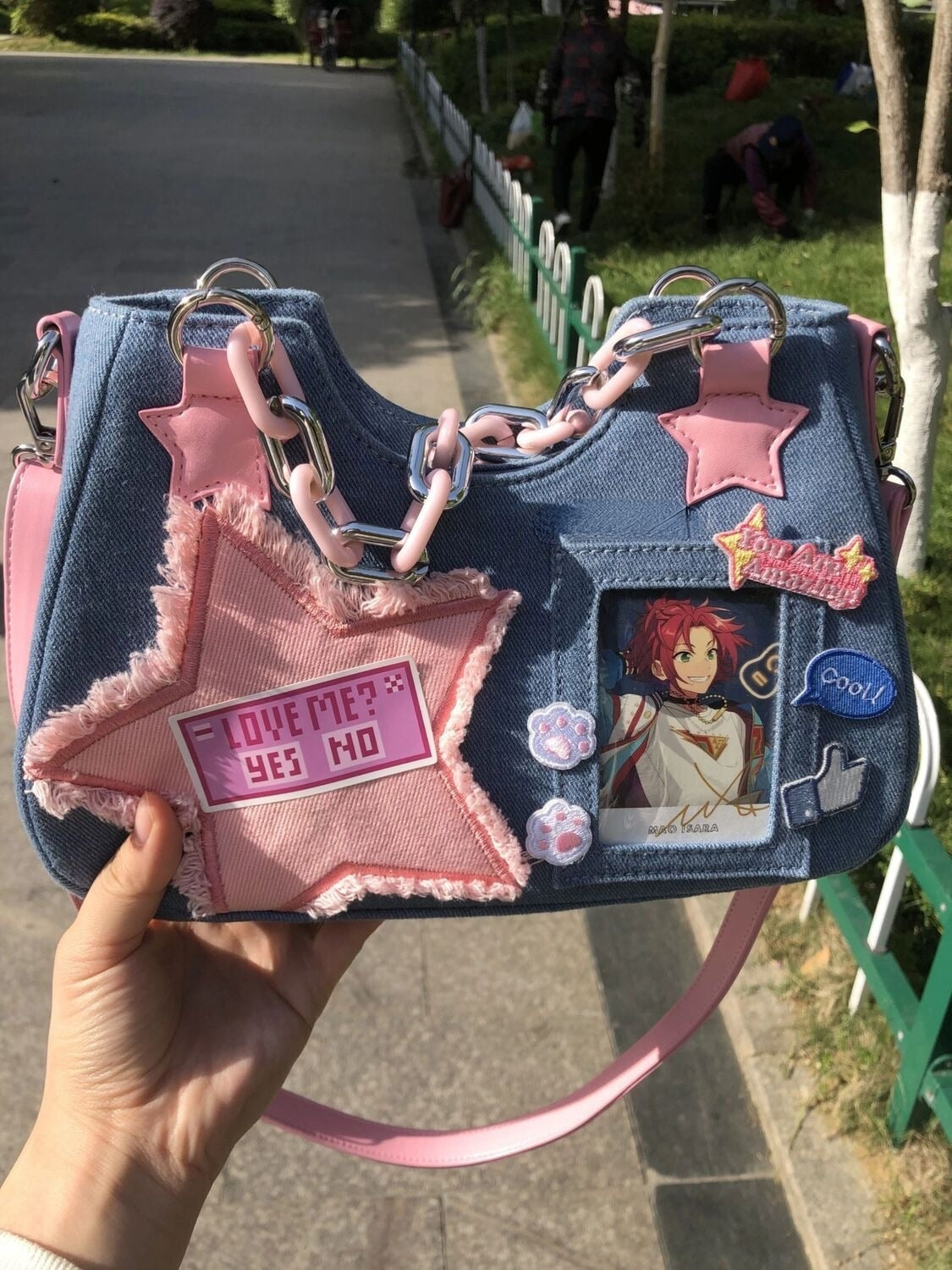 Y2K Harajuku Star Denim Chain Bag